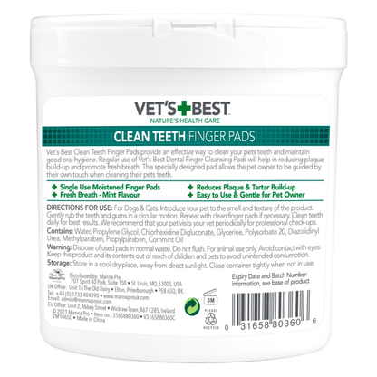 Vet's Best Clean Teeth Finger Pads - 50stk